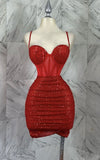 Cute Sheath Spaghetti Straps Sequin Short Summer Red 18th Birthday Dresses Hoco Dress Mini 21st Birthday Outfit Cocktail Dresses HZ1214