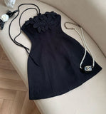 Pretty A line Halter Little Black Dress Summer 16th Birthday Dresses For Teens Hoco Dress Mini 18th Gold Birthday Outfit Cocktail Dresses For Women HZ1214