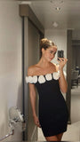 Elegant Sheath Off The Shoulder Little Black Dress Summer Birthday Dresses For Teens Hoco Dress Mini 18th Birthday Outfit Cocktail Dresses HZ1214