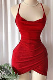 Pretty Sheath Spaghetti Straps Red Sequin Summer 16th Birthday Dresses For Teens Hoco Dress Mini 18th Birthday Outfit Cocktail Dresses For Women HZ1214