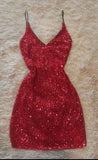Pretty Sheath Spaghetti Straps Burgundy Sequin Summer 16th Birthday Dresses For Teens Hoco Dress Mini 18th Birthday Outfit Cocktail Dresses For Women HZ1214
