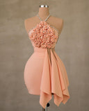 Pretty Sheath Halter Blush Pink Summer 16th Birthday Dresses For Teens Hoco Dress Mini 21st Birthday Outfit Cocktail Dresses For Women HZ1214