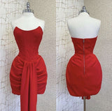 Cute Sheath Strapless Red Short Homecoming Dress Summer Middle School Formal Hoco Dresses Cocktail Dress Birthday Outfits HZ1214
