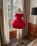 Trendy Ball Gown Off The Shoulder Red Black Girl Short Homecoming Dress Summer Middle School Hoco Dresses Cocktail Dress Birthday Outfits HZ1214