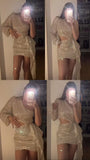 Cute Sheath One Shoulder Sequin Champagne Short Homecoming Dress Summer Middle School Formal Hoco Dresses Cocktail Dress Birthday Outfits HZ1214