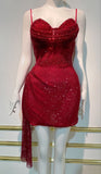 Trendy Sheath Straps Red Sequin Formal Short 8th Grade Homecoming Dress Summer Middle School Hoco Dresses Cocktail Dress Birthday Outfits HZ1214