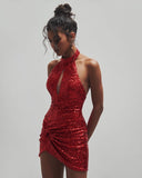Cute Sheath High Neck Red Sequin Short Homecoming Dress Summer Middle School Formal Hoco Dresses Cocktail Dress Birthday Outfits HZ1214