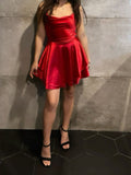 Trendy A line Spaghetti Straps Red Sleeveless Formal Short 8th Grade Homecoming Dress Summer Middle School Hoco Dresses Cocktail Dress Birthday Outfits HZ1214