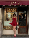 Trendy A line Spaghetti Straps Red Sleeveless Chiffon Formal Short 8th Grade Homecoming Dress Summer Middle School Hoco Dresses Cocktail Dress Birthday Outfits HZ1214
