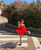 Cute A line Straps Red Short Homecoming Dress Summer Middle School Formal Hoco Dresses Cocktail Dress Birthday Outfits HZ1214