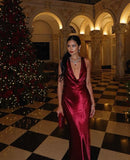 Classy Mermaid V Neck Burgundy Long Prom Dresses Formal Gown Summer Wedding Guest Dress Wedding Outfits For Guest HZ1214