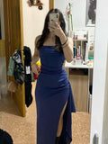 Classy Mermaid Royal Blue Slit Long Prom Dresses Formal Gown Summer Wedding Guest Dress Wedding Outfits For Guest HZ1214
