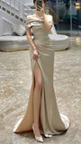 Modest Mermaid Off The Shoulder Slit Prom Gown Summer Wedding Guest Dress Bridal Guest Dresses Wedding Outfits For Guest HZ1214