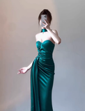 Classy Sheath Sweetheart Slit Satin Ruffles Long Prom Dresses Formal Gown Summer Wedding Guest Dresses Wedding Guest Outfit HZ1214