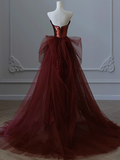 Modest Mermaid Strapless Burgundy Sequins Formal Gown 20th Birthday Dress Prom Dresses 18th Birthday Outfits HZ1214