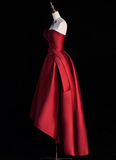Modest Ball Gown Strapless Burgundy Satin Formal Gown 20th Birthday Dress Prom Dresses 18th Birthday Outfits HZ1214