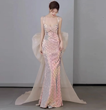 Classy Mermaid Straps Sequin Long Prom Dresses Formal Gown Summer Wedding Guest Dresses Wedding Guest Outfit HZ1214