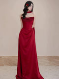 Classy Sheath Sweetheart Red Long Prom Dresses Formal Gown Summer Wedding Guest Dress Wedding Outfits For Guest HZ1214