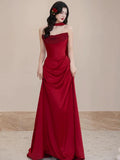 Classy Sheath Sweetheart Red Long Prom Dresses Formal Gown Summer Wedding Guest Dress Wedding Outfits For Guest HZ1214