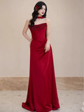 Classy Sheath Sweetheart Red Long Prom Dresses Formal Gown Summer Wedding Guest Dress Wedding Outfits For Guest HZ1214
