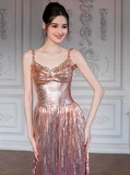 Modest A line Straps Pink Sequin Formal Gown 20th Birthday Dress Prom Dresses 18th Birthday Outfits HZ1214
