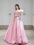 Pretty Ball Gown Sweetheart Satin Pink Long Quinceanera Dress Formal Gowns Vestido De 15 Anos Sweet 16 Dress HZ1214