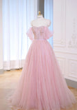 Pretty Ball Gown Sweetheart Tulle Pink Long Quinceanera Dress Formal Gowns Vestido De 15 Anos Sweet 16 Dress HZ1214