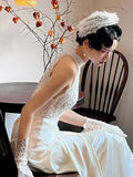 Vintage Wedding Dress A line High Neck White Satin Summer Long Wedding Dresses Bridal Gowns HZ1214