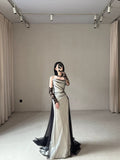 Vintage Wedding Dress Mermaid Strapless Black Summer Long Wedding Dresses Bridal Gowns HZ1214