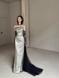 Vintage Wedding Dress Mermaid Strapless Black Summer Long Wedding Dresses Bridal Gowns HZ1214