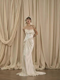 Vintage Wedding Dress Mermaid Strapless White Summer Long Wedding Dresses Bridal Gowns HZ1214