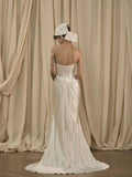 Vintage Wedding Dress Mermaid Strapless White Summer Long Wedding Dresses Bridal Gowns HZ1214