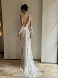 Vintage Wedding Dress Mermaid Irregular Neck White Lace Summer Long Wedding Dresses Bridal Gowns HZ1214