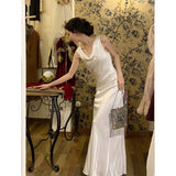 Vintage Wedding Dress Sheath Satin White Summer Beach Long Wedding Dresses Bridal Gowns HZ1214
