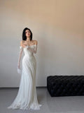 Vintage Wedding Dress Sheath Tulle White Summer Beach Long Sleeves Wedding Dresses Bridal Gowns HZ1214