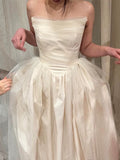 Vintage Wedding Dress Ball Gown Strapless Ivory Summer Long Wedding Dresses Bridal Gowns HZ1214