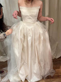 Vintage Wedding Dress Ball Gown Strapless Ivory Summer Long Wedding Dresses Bridal Gowns HZ1214