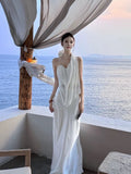 Vintage Wedding Dress Sheath One Shoulder White Summer Beach Long Wedding Dresses Bridal Gowns HZ1214