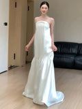 Vintage Wedding Dress A Line Strapless White Summer Beach Long Wedding Dresses Bridal Gowns HZ1214