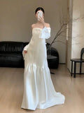 Vintage Wedding Dress A Line Strapless White Summer Beach Long Wedding Dresses Bridal Gowns HZ1214