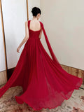 Classy A line Strapless Red Long Prom Gown Summer Wedding Guest Dress Bridal Guest Dresses Wedding Outfits For Guest HZ1214