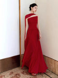 Classy A line Strapless Red Long Prom Gown Summer Wedding Guest Dress Bridal Guest Dresses Wedding Outfits For Guest HZ1214