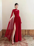 Classy A line Strapless Red Long Prom Gown Summer Wedding Guest Dress Bridal Guest Dresses Wedding Outfits For Guest HZ1214