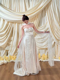 Simple Wedding Dress A Line Sweetheart White Sequin Summer Beach Long Wedding Dresses Bridal Gowns HZ1214