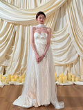 Simple Wedding Dress A Line Sweetheart White Sequin Summer Beach Long Wedding Dresses Bridal Gowns HZ1214