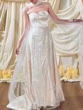 Simple Wedding Dress A Line Sweetheart White Sequin Summer Beach Long Wedding Dresses Bridal Gowns HZ1214