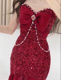 Classy Mermaid Sweetheart Red Sequin Long Prom Dresses Formal Gown Summer Wedding Guest Dresses Wedding Guest Outfit HZ1214