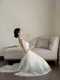 Simple A Line Spaghetti Straps Prom Gown Summer Wedding Guest Dress Bridal Guest Dresses White Wedding Outfits For Guest HZ1214
