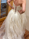 Vintage Wedding Dress A line Strapless Ivory Summer Beach Long Wedding Dresses Bridal Gowns HZ1214