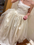Vintage Wedding Dress A line Strapless Ivory Summer Beach Long Wedding Dresses Bridal Gowns HZ1214
